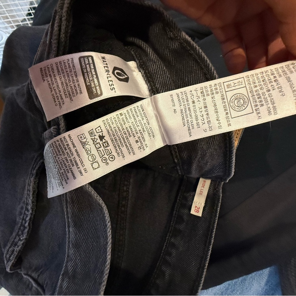Levi’s 94 Baggy Wide Leg Jean in washed over exposure black size 28 - Picture 11 of 11
